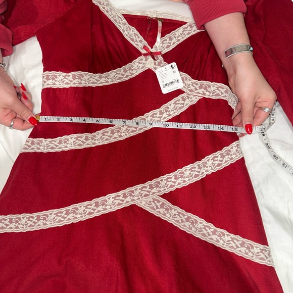 Free People Red Dress with White Lace Detail - Picture 5 of 8